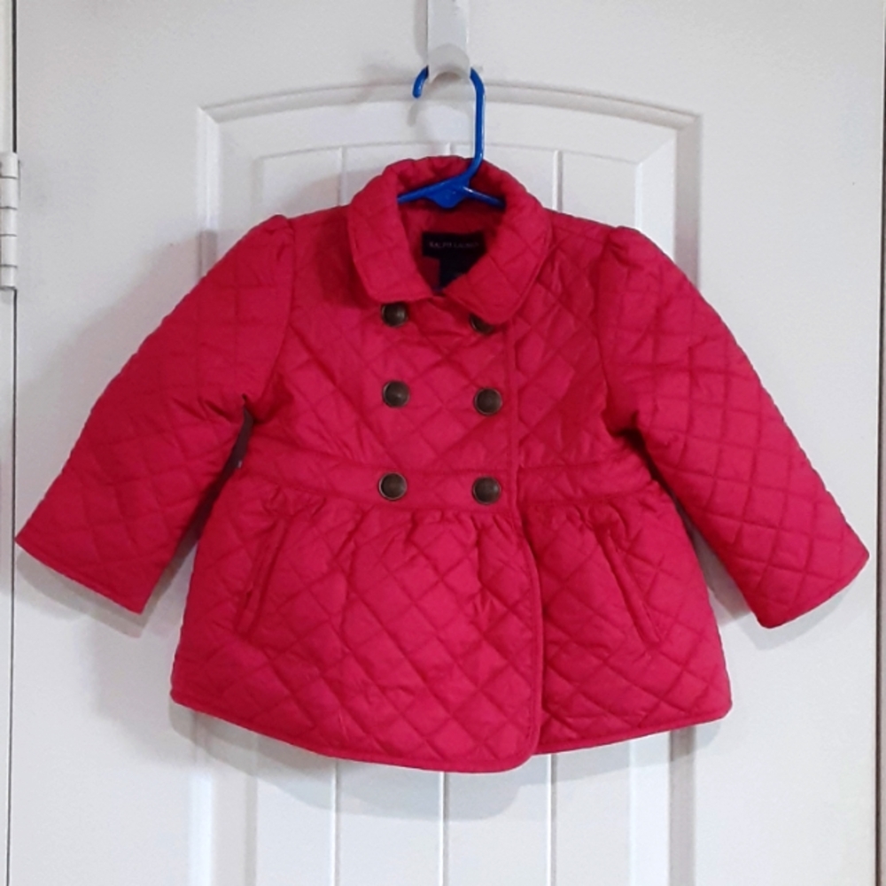 Ralph Lauren Black Label Baby Girl's Dbl Breasted Quilted Puffer Coat Size 18mo